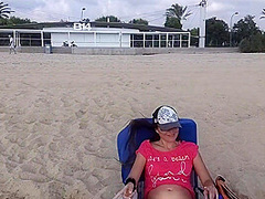 Public Flashing # Take Off Panties # Tanning Hairy Pussy At Sun Set Beach Among Peoples