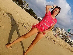 Public Flashing # Take Off Panties # Tanning Hairy Pussy At Sun Set Beach Among Peoples