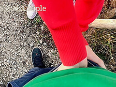 Skinny Schoolgirl Masturbate Handjob My Horny Dick Outdoor In The Wood