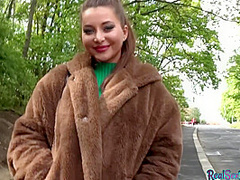 Paid babe POV sucks outdoor in public place before sex