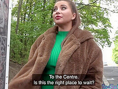 Paid babe POV sucks outdoor in public place before sex