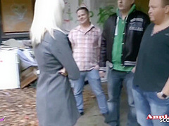 Anni Angel In German Skinny Teen Outdoor Foursome With 3 Stranger Nerd Guys