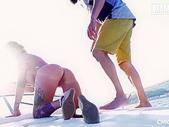 Gina Snake And Max Cortes - Big Ass Slut Outdoor Drilling On A Boat