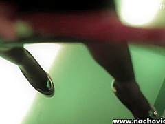 At A Stylish Strip Club She Sucks And Fucks A Baseball Bat! Nacho Stuffs Four Fingers In Her Pussy