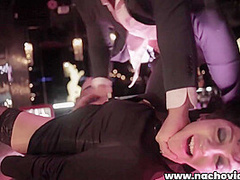 At A Stylish Strip Club She Sucks And Fucks A Baseball Bat! Nacho Stuffs Four Fingers In Her Pussy