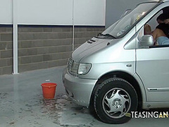 Busty Blonde Chick Fucking With A Horny Couple In The Van