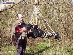Shibari Suspended Girl Bound In A Public Forest!