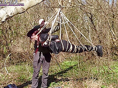 Shibari Suspended Girl Bound In A Public Forest!