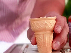 Codey Steele And Liz Jordan In Drips Ice Cream Over Her Natural Tits While Watches! Shes Making A Mess And He Can Help Her Clean It