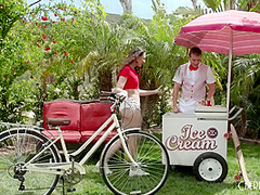 Codey Steele And Liz Jordan In Drips Ice Cream Over Her Natural Tits While Watches! Shes Making A Mess And He Can Help Her Clean It