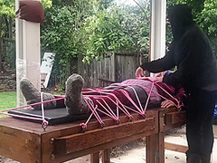 Wool Mohair Layers Of Sweaters On A Bondage Table