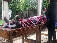 Wool Mohair Layers Of Sweaters On A Bondage Table
