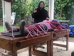 Wool Mohair Layers Of Sweaters On A Bondage Table
