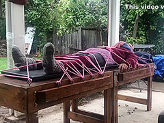 Wool Mohair Layers Of Sweaters On A Bondage Table