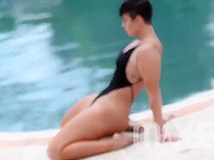 Zahra Elise In A Black Swimsuit Thong Outdoor Sexy Photosho