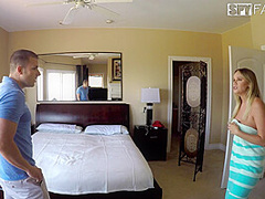 Step Brother Caught Peeping By Step Sister By The Pool - SpyFam