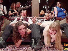 BDSM IR teens throat fucked and pussytoyed in public