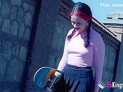 Teenage Hottie Shows Herself In Public Before A Hardcore Drilling!