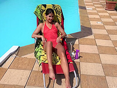 Lady Dee In Brunette And Blonde At The Pool