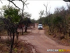White ranchers pick up black African maid she sucks cock the ride