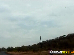 White ranchers pick up black African maid she sucks cock the ride