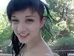 Petite solo teen hottie masturbates