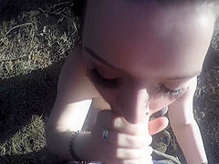 Blowjob With Dog Walker In The Woods