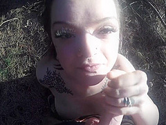 Blowjob With Dog Walker In The Woods
