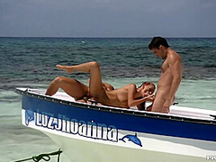 Claudia Adams In Happily Satisfies Two Men On A Docked Boa