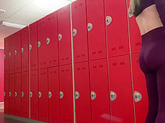 Guy Jerking Off In Public Gym Dressing Room Fitness Girl Helps Him Cum Almost Caught