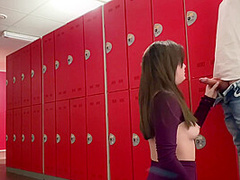 Guy Jerking Off In Public Gym Dressing Room Fitness Girl Helps Him Cum Almost Caught