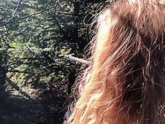 Outdoor Play With Her Pierced And Tattooed Pussy In Jeans
