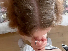 Curly Babe Was Fucked By An Older Guy And Fucked In The Mouth