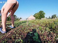 Farmers Wife Masturbates In The Field