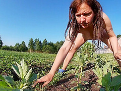 Farmers Wife Masturbates In The Field