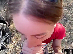 Rough Fucking Insanely Squirting Nymphomaniac In Anal Right On The Road