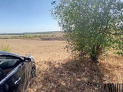 Rough Fucking Insanely Squirting Nymphomaniac In Anal Right On The Road