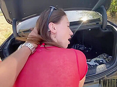Rough Fucking Insanely Squirting Nymphomaniac In Anal Right On The Road