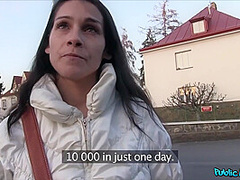 Pretty Dark Haired Girl Surprises Str
