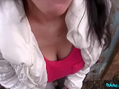 Pretty Dark Haired Girl Surprises Str