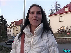 Pretty Dark Haired Girl Surprises Str