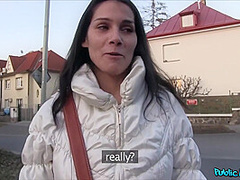 Pretty Dark Haired Girl Surprises Str