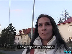 Pretty Dark Haired Girl Surprises Str