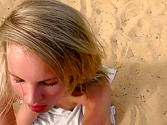 My Blonde Slut Blows My Cock In The Bech