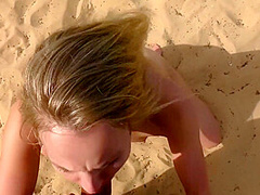 My Blonde Slut Blows My Cock In The Bech