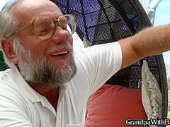 Old man licks teen asshole and bangs her pussy outdoor