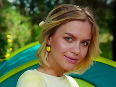Camping Girl In 4k With Green Eyed And Lana Lane