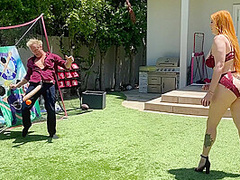 Big Booty Busty Redhead Mom Plays Penis Ball With Step-sons Huge White Cock With Lauren Phillips