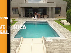 Outdoor Pool Fuck Fourway With Petite Babes On Pornhd