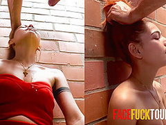 Waitress Keeps Messing Up Order So Shes Taken Outside On Her Knees And Have Her Face Fuck Rough And Sloppy